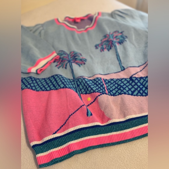 Lilly Pulitzer Ravello Blue Perfect Match Intarsia Vivie Sweater XL - Picture 5 of 10
